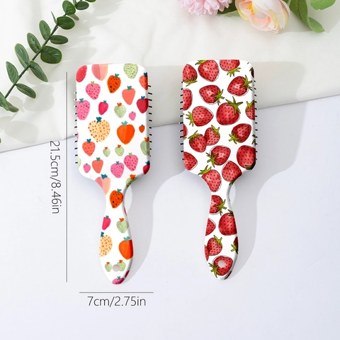 Cute Strawberry Print Air Cushion Hairbrush Portable ABS Detangling Massage Comb For Kids And Girls