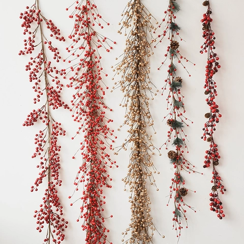 Künstliche Weihnachtsbeeren-Girlande Pinienzapfen Simulation Tannennadel Ranke Festliche Feiertag Haus Dekoration