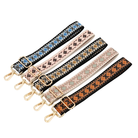 Bag Strap Ethnic Woven Adjustable Replacement Crossbody Shoulder Polyester Geometric Pattern Decorative For Women