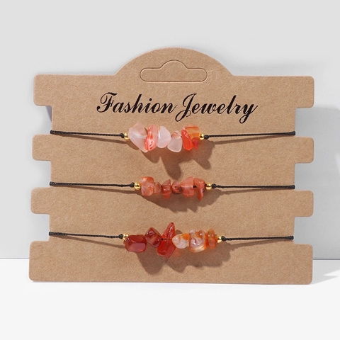 Set di 3 Braccialetti in Pietra di Agata Naturale Irregolare Intrecciati a Mano Con Cordino Regolabile per Uomo Donna Gioielli