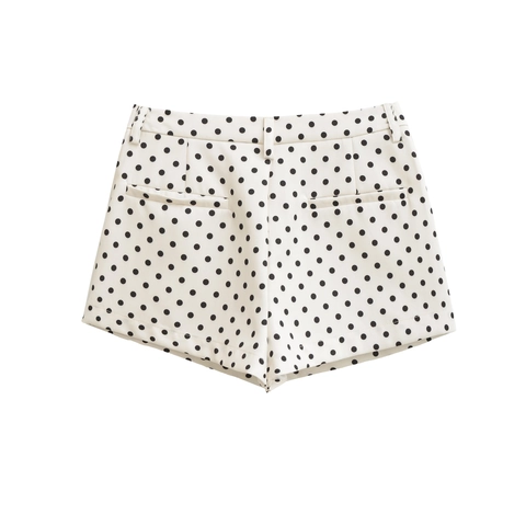 Women Polka Dot Shorts High Waist Straight Leg Polyester Cotton Sweet Vintage Style Pockets