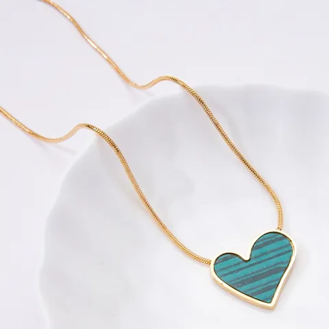 Heart Pendant Necklace Stainless Steel Gold Plated Snake Chain Minimalist Elegant Clavicle Chic Jewelry For Women Girls