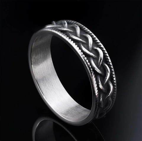 Anillo De Banda Acero Inoxidable Trenzado Nudo Celta Vintage Acabado Oxidado Para Hombres Mujeres Unisex Joyas Hip Hop