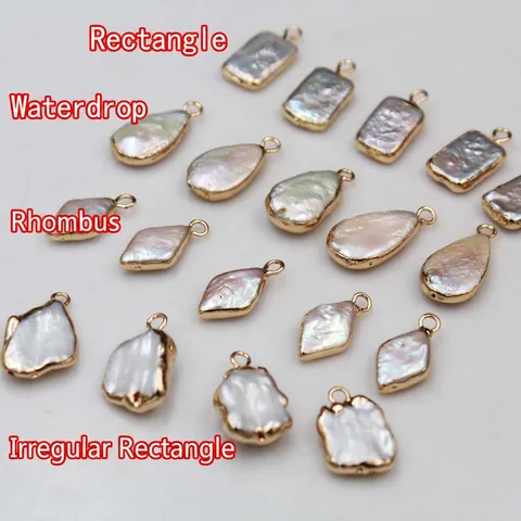 Baroque Freshwater Pearl Pendants With Gold Plated Edging Irregular Shape DIY Jewelry Making Charms Connectors Elegant