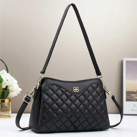 Borsa A Tracolla In Pelle PU Trapuntata Multistrato Grande Capacità Borsa A Tracolla Hardware Dorato Elegante Versatile Da Donna
