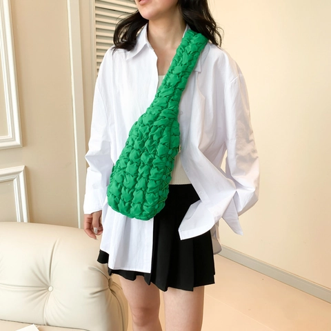 Sac Bandoulière Rembourré Matelassé En Nylon Léger Style Nuage Texture Bulle Streetwear Pour Femmes