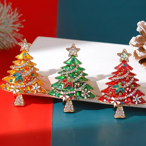 Spilla Albero Di Natale Smalto Lega Strass Perla Artificial Spille Da Festa Per Donna Gioielli Di Natale Accessorio