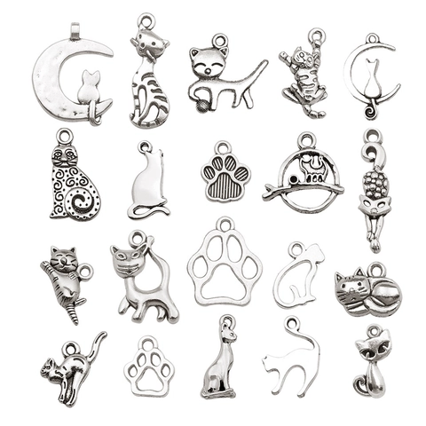 Cat Animal Charms Pendants Zinc Alloy DIY Jewelry Making Accessories For Necklace Bracelet Keychain Findings Vintage Style