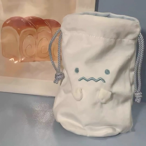Sac Rangement Cordon Peluche Kawaii Pochette Fantôme Brodée Organisateur Maquillage Voyage Pour Articles De Toilette