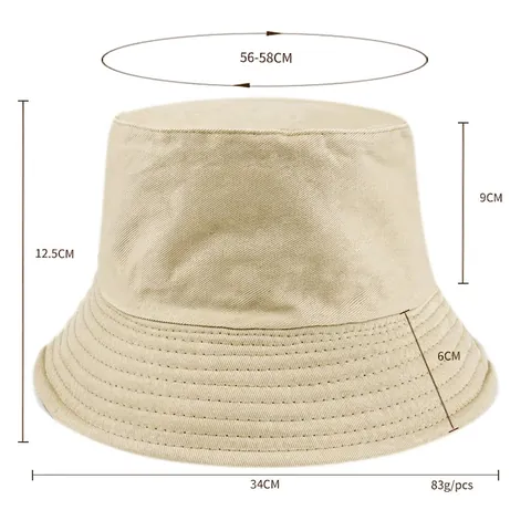 Reversible Cotton Bucket Hat Sun Protection Wide Brim Solid Color Plain Summer Outdoor Casual Cap For Men Women