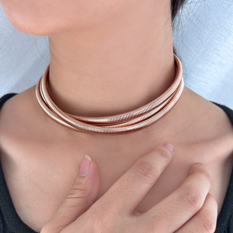 Fashion Multilayer Stainless Steel Snake Bone Choker Necklace For Women Elastic Minimalist Commuter Party Jewelry