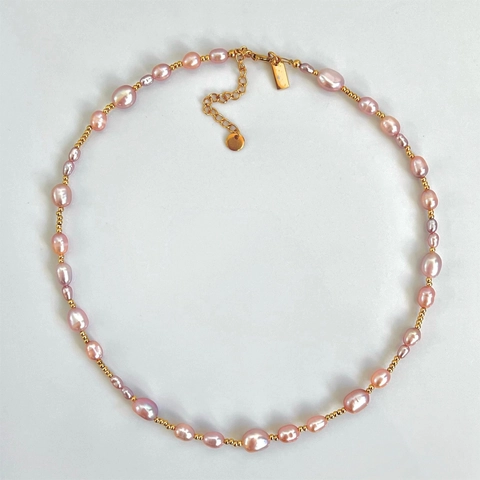 Artificial Baroque Pearl Necklace Stainless Steel Beads Vintage Retro Style Stackable Adjustable Lobster Clasp Accessory For Women