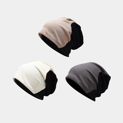 Bonnet En Maille Couleur Contrastée Color Block Patchwork Chaud Respirant Automne Hiver Unisexe Style Simple