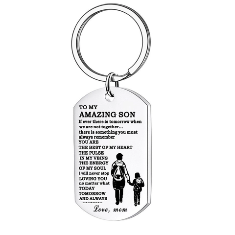 Inspirational Dog Tag Necklace And Keychain Stainless Steel Engraved Quote Pendant Gift For Son Daughter From Mom Dad