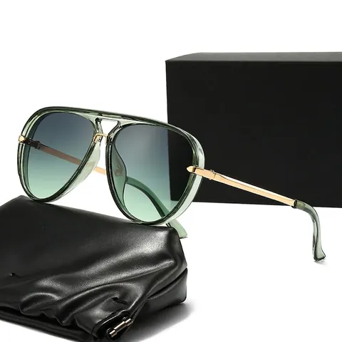 Gafas De Sol Aviador Moda Retro Marco Grande Protección UV400 Patas PC Y Metal Para Conducir Al Aire Libre Unisex