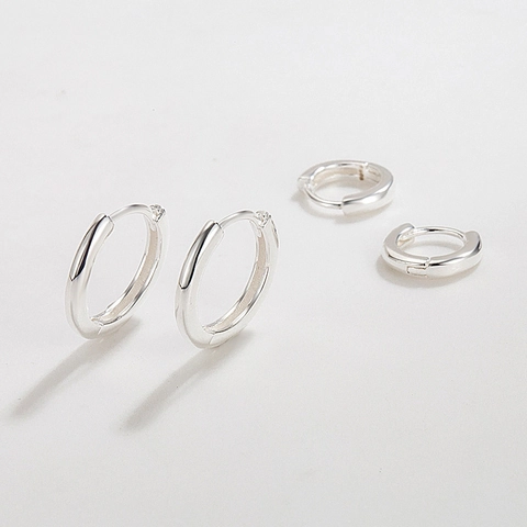 925 Sterling Silver Hoop Earrings For Women Minimalist Geometric Gold Silver Plated Circle Stud Earrings Fashion Jewelry