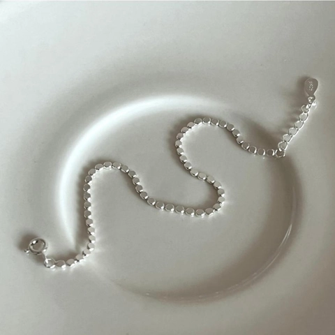 925 Sterling Silber Armband Minimalistisch Zierlich Flache Scheibe Perlenkette Geometrischer Schmuck Für Frauen Verstellbar