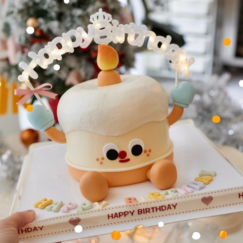 LED Happy Birthday Cake Topper Light Up Heart Shape Party Decorations Glowing Plastic Signs Multiple Lighting Modes