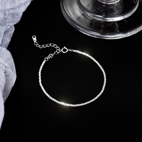 Bracciale In Argento Sterling S925 Design Gypsophila Luccicante Catena Sottile Regolabile Gioielli Da Mano Minimalisti