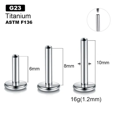 Asta Per Piercing Labret Con Filettatura Interna In Titanio Accessorio Per Orecchini A Base Piatta Parti Gioielli