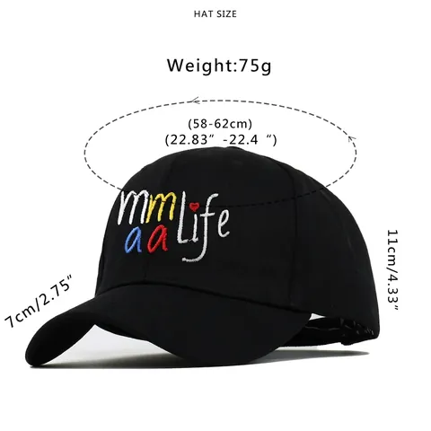 Cotton Embroidery Mmlife Aa Letter Heart Adjustable Sun Protection Breathable Casual Baseball Cap For Women Men