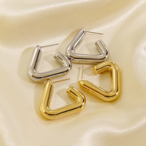 Orecchini A Cerchio Geometrici A Triangolo Acciaio Inossidabile Minimalista Spessi Gioielli Moda Per Donna