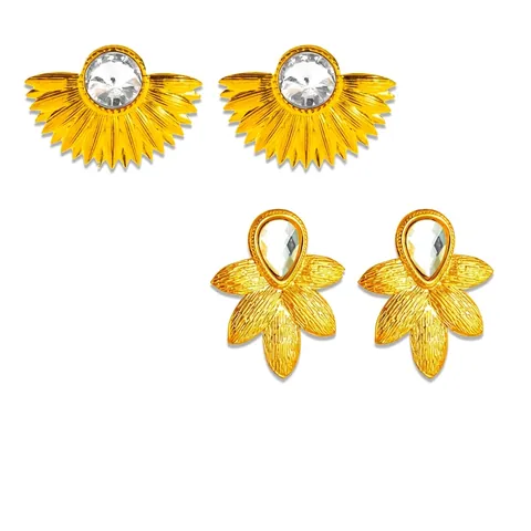 Pendientes De Botón Girasol Acero Inoxidable Diamante De Imitación Forma De Abanico Retro Lujo Hipoalergénico Joyas Mujeres