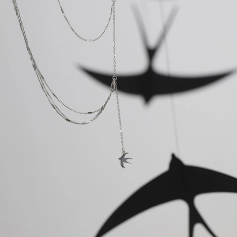 Collana Multistrato In Acciaio Inossidabile Con Ciondolo A Rondine Resistente All Appannamento Nappa Catena Clavicola Gioielli Donna