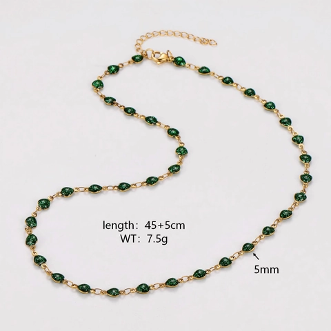 Herz Anhänger Halskette 304 Edelstahl Bunte Glitzer Emaille Vergoldet Eleganter Schmuck Für Damen