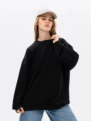 Women Oversized Sweatshirt Pullover Crew Neck Long Sleeve Loose Fit Cotton Polyester Solid Color Casual Basic Minimalist