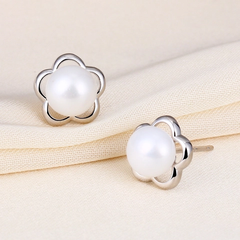 Orecchini A Lobo A Fiore Con Süßwasserperle Naturali D'acqua Dolce Con Perno In Argento Sterling 925 Gioielli Eleganti Per Donna
