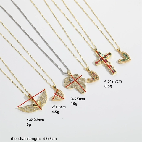 Collana con Pendente a Cuore Croce Ala di Angelo Mappa Africa in Rame Zirconia per Donna Gioielli Originali Minimalisti Regalo