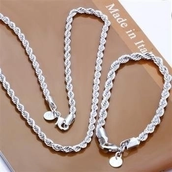 925 Sterling Silver Rope Chain Necklace Twist Design High Polish Finish Minimalist Hip Hop Punk Jewelry Accessory For Men Women