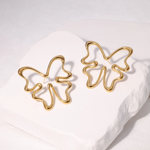 Pendientes De Botón De Mariposa Calados Acero Inoxidable Minimalista Joyas Dulces Regalo Para Mujeres Niñas Accesorios