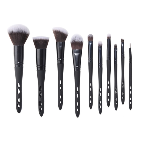 Make-Up-Pinsel Synthetikfaserborsten Schwarzer Mattierter Griff Wassertropfen Hohl Professionelle Beauty-Tools Gesicht Auge