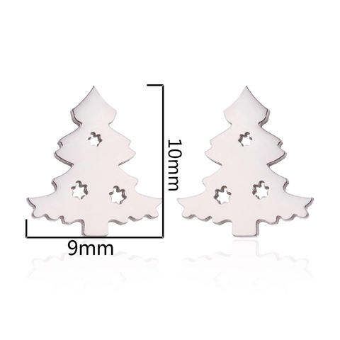Minimalist Stainless Steel Christmas Tree Reindeer Snowflake Stud Earrings For Women Festive New Year Party Jewelry Gift