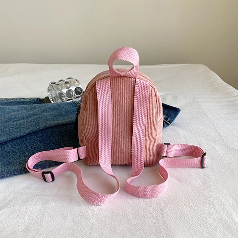 Cord Mini Rucksack Gestreifte Textur Kleine Umhängetasche Lässiger Reise Street Style Damen