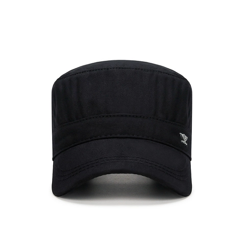 Berretto Cadet Da Uomo In Cotone Cappello Piatto Regolabile Traspirante Protezione Solare Stile Militare Casual All Aperto Con Distintivo Aquila In Metallo