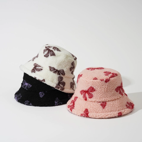 Cappello Da Pescatore Donna In Lana Di Agnello Sintetica Caldo Jacquard Motivo Floreale Farfalla Inverno Esterno
