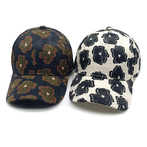 Casquette De Baseball À Imprimé Fleuri Jacquard Polyester Protection Solaire Extérieur Décontracté Ajustable Pour Femmes Style Rétro