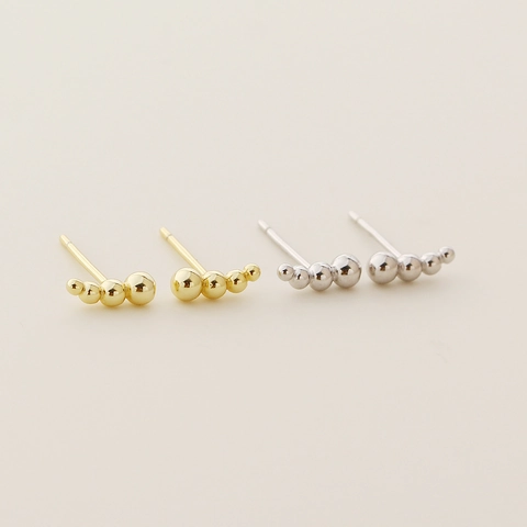 Orecchini A Lobo In Argento Sterling 925 Perle Graduate Piccola Sfera Rotonda Gioielli Geometrici Delicati Per Donne