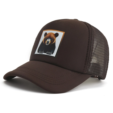 Unisex Polyester Dieren Beer Patch Trucker Pet Mesh Ademend Verstelbaar Snapback Outdoor Casual Zonbescherming Baseballpet