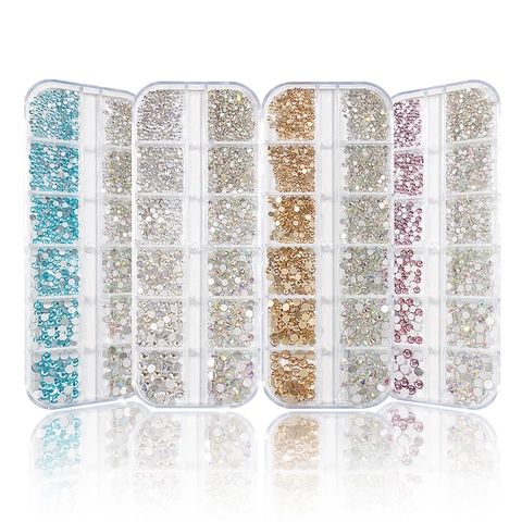 Strass Per Unghie In Vetro Retro Piatto Dimensioni Miste Cristalli Scintillanti AB Aurora Accessori Per Decorazione Manicure