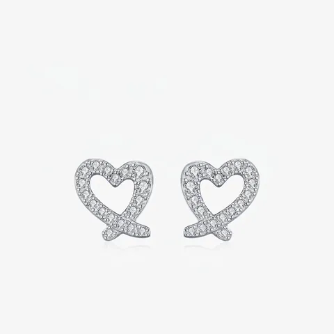 Pendientes De Moissanita Corazón Plata De Ley 925 Para Mujeres Color D VVS1 Joyería Entrelazada Regalo