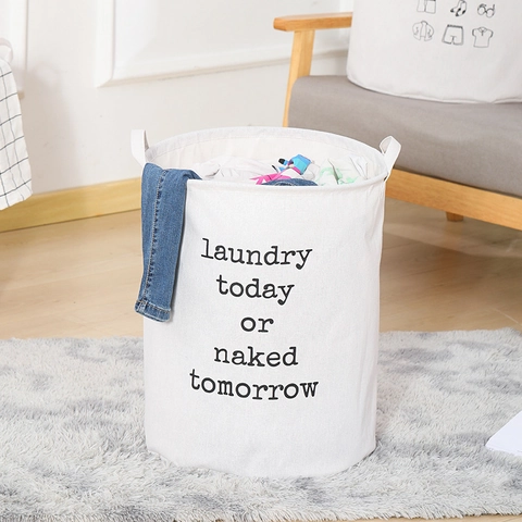 Laundry Basket Foldable Cotton Linen Storage Bin With Handles Waterproof Large Capacity Toy Organizer Clothes Hamper