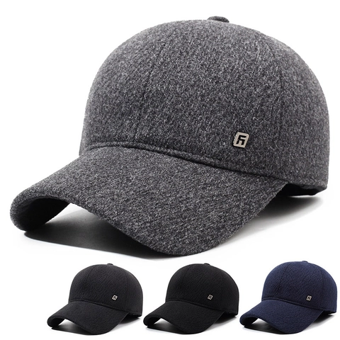 Berretto Da Baseball Invernale Da Uomo Tessuto Di Lana Paraorecchie Pieghevoli Cappello Regolabile Caldo