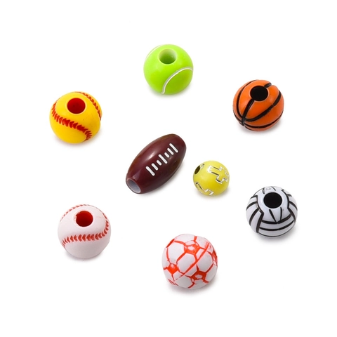 Acrylic Sports Ball Loose Beads Basketball Football Soccer Shape For DIY Jewelry Making Handmade Bracelet Crafts
