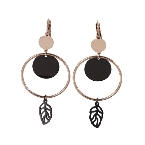 Geometrische Hohlblatt Anhänger Drop Hoop Ohrringe Edelstahl Minimalistisch Elegant Mode Schmuck Für Damen