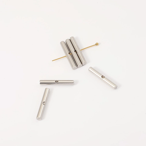 Colgante De Barra Cilíndrica De Acero Inoxidable 304 Con Agujero Central Para Fabricación De Joyas DIY Accesorio Pulido Minimalista