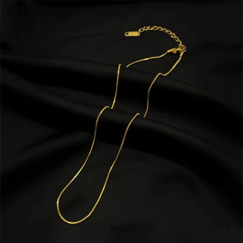Snake Chain Necklace Titanium Steel 18K Gold Plated Minimalist Round Snake Bone Plain Chain For Women Non Fading